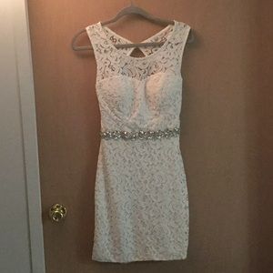 White lace dress with sequin detailing